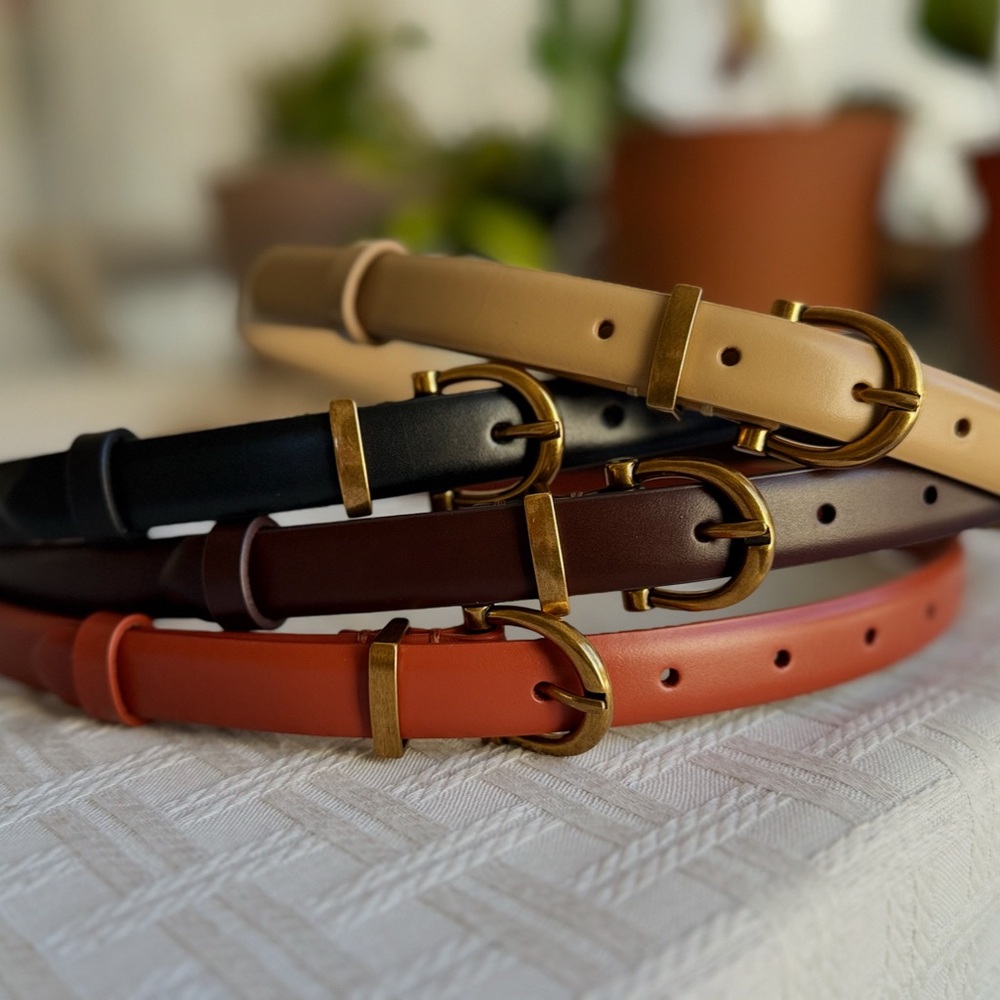 Genuine Leather Skinny Belt (1”)
